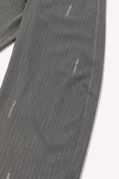 13DE MARZO Curved-Hem Stripe Rhinestone Trousers Grey