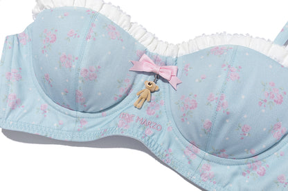 13DE MARZO Floral Print Strappy Corset Top Blue