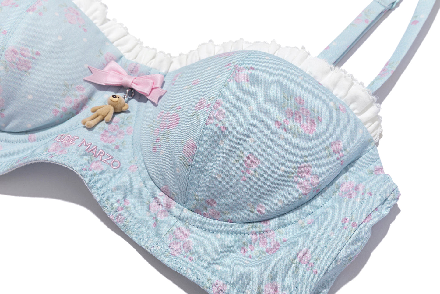 13DE MARZO Floral Print Strappy Corset Top Blue