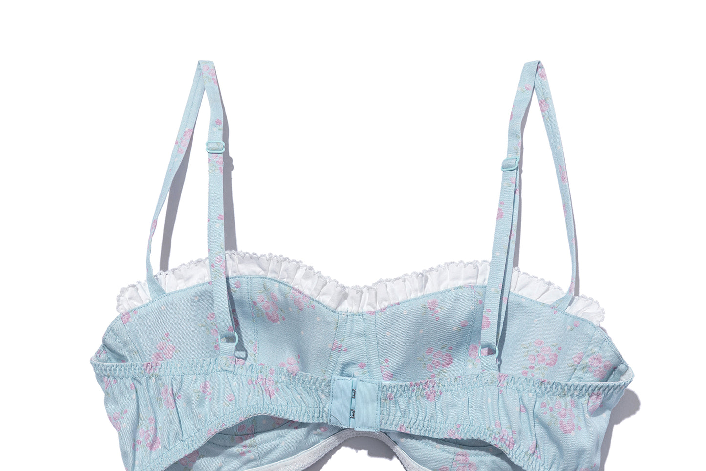 13DE MARZO Floral Print Strappy Corset Top Blue