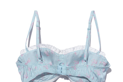13DE MARZO Floral Print Strappy Corset Top Blue