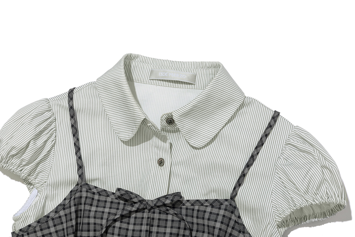 13DE MARZO Sleeveless Top with Puff Sleeve Shirt Dark Grey - 13DE MARZO
