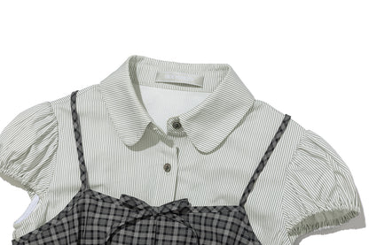 13DE MARZO Sleeveless Top with Puff Sleeve Shirt Dark Grey - 13DE MARZO