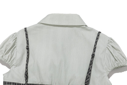 13DE MARZO Sleeveless Top with Puff Sleeve Shirt Dark Grey - 13DE MARZO