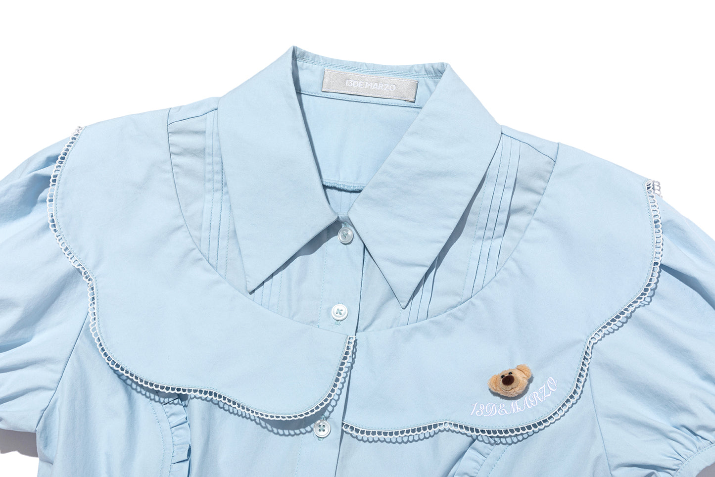 13DE MARZO Patchwork Two-Piece Style Shirt Blue - 13DE MARZO