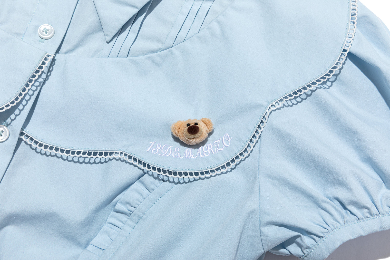 13DE MARZO Patchwork Two-Piece Style Shirt Blue - 13DE MARZO