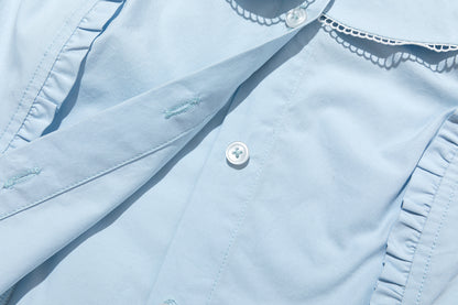 13DE MARZO Patchwork Two-Piece Style Shirt Blue - 13DE MARZO
