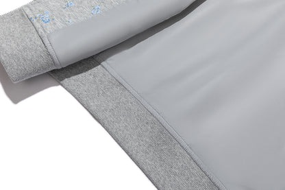 13DE MARZO Floral Print Hoodie with Fur Collar Grey