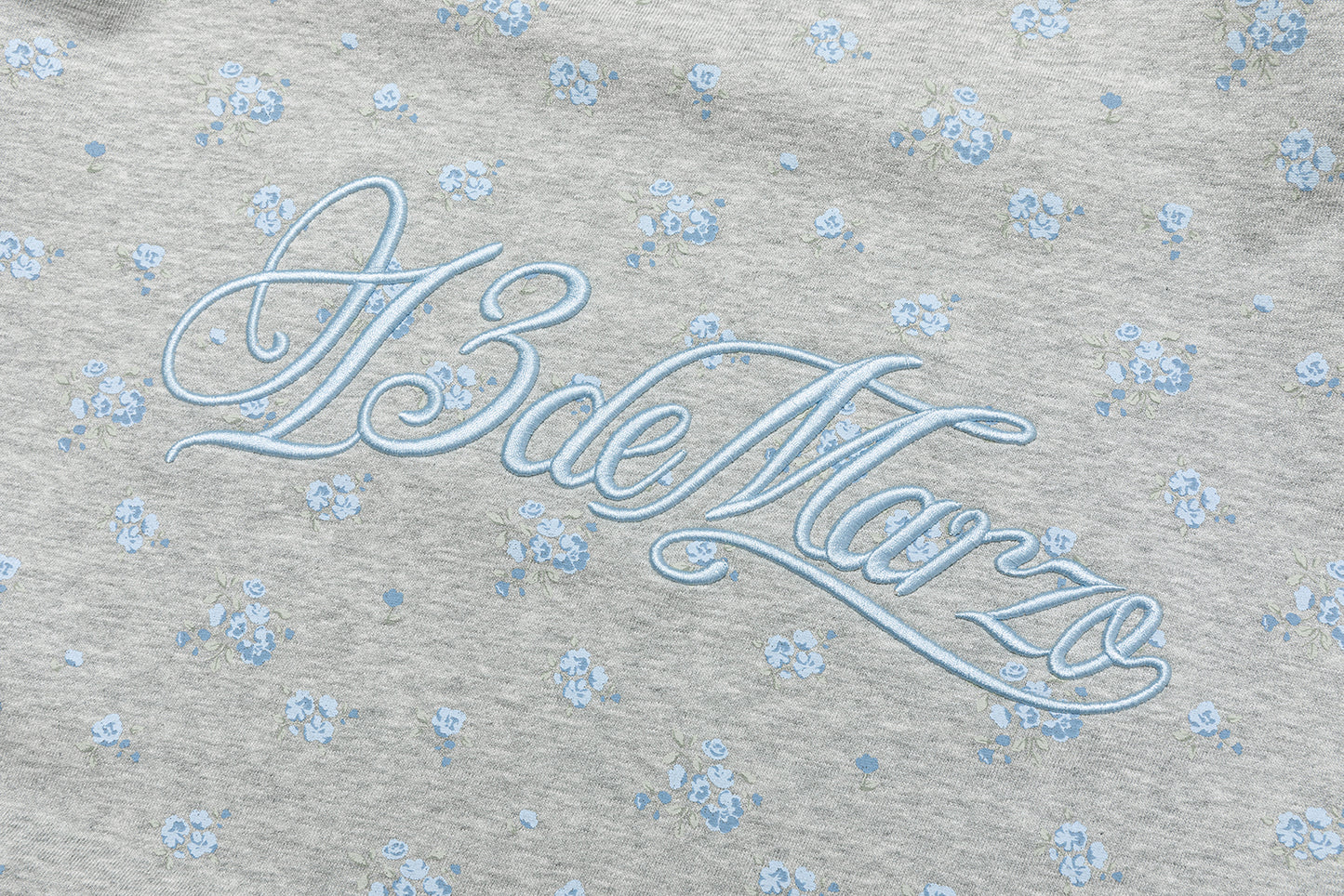 13DE MARZO Floral Print Hoodie with Fur Collar Grey