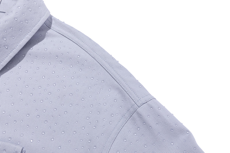 13DE MARZO All-Over Faux Rhinestone Shirt Jacket Blue