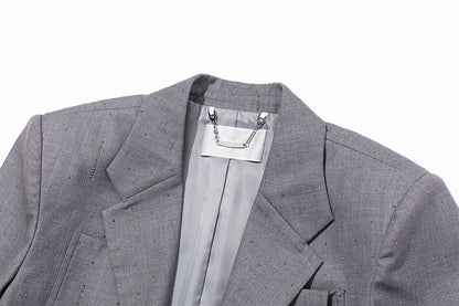 13DE MARZO Short Sparkle Blazer Grey