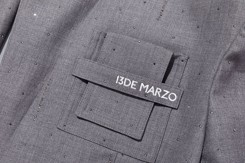 13DE MARZO Short Sparkle Blazer Grey
