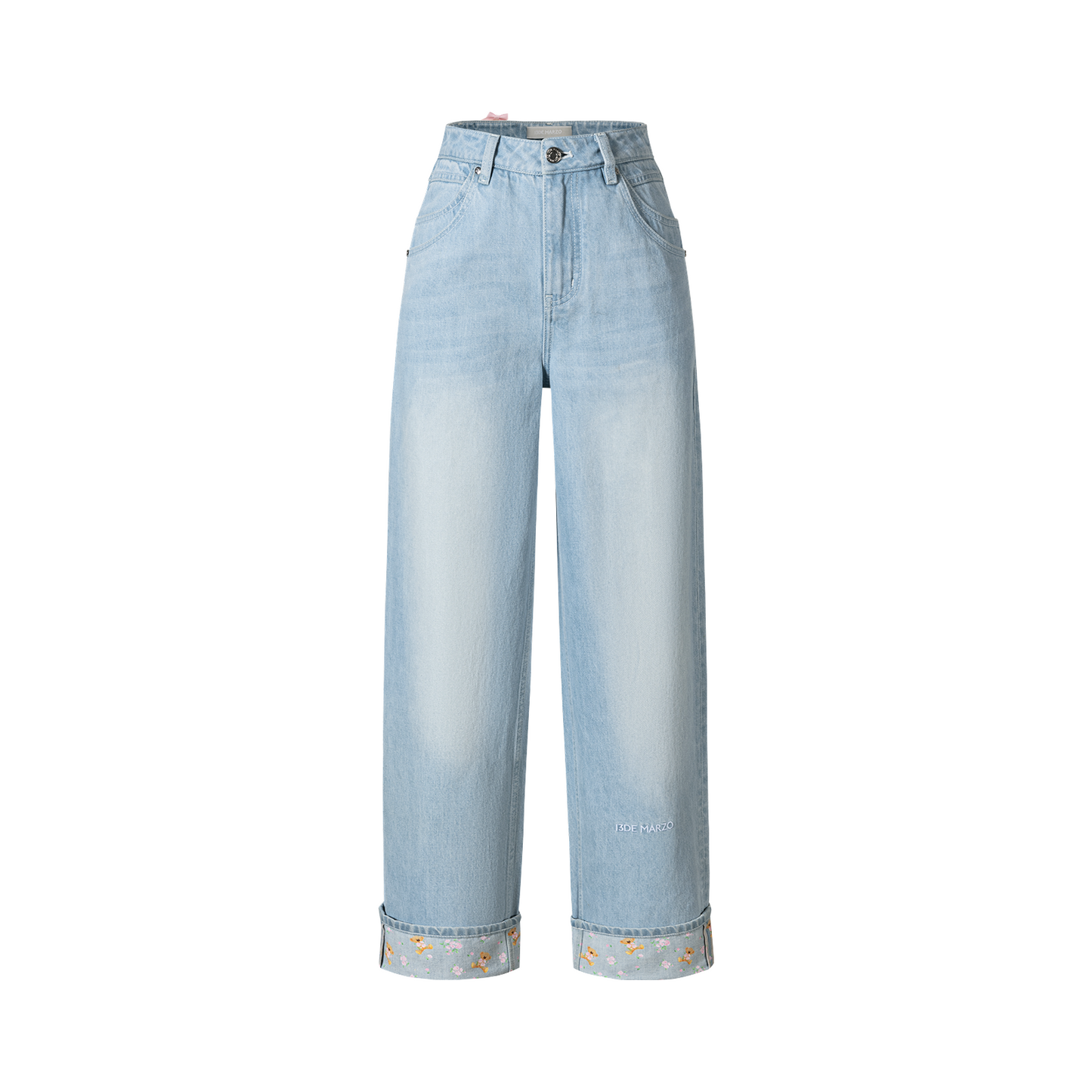 13DE MARZO Cuffed Wide-Leg Jeans Blue