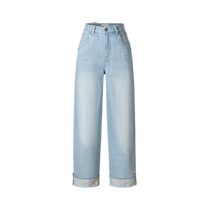 13DE MARZO Cuffed Wide-Leg Jeans Blue