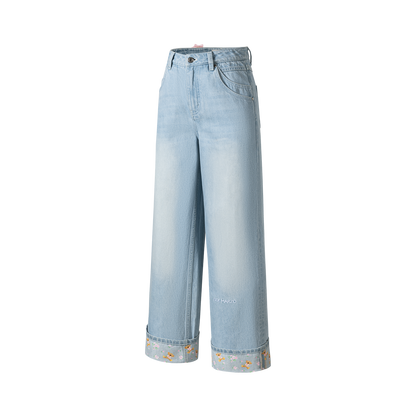 13DE MARZO Cuffed Wide-Leg Jeans Blue