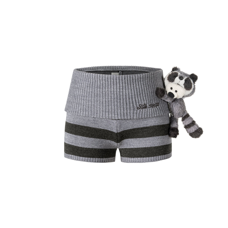 13DE MARZO Raccoon Bear Knitted Shorts - 13DE MARZO