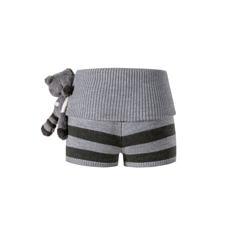 13DE MARZO Raccoon Bear Knitted Shorts - 13DE MARZO