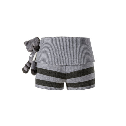 13DE MARZO Raccoon Bear Knitted Shorts - 13DE MARZO