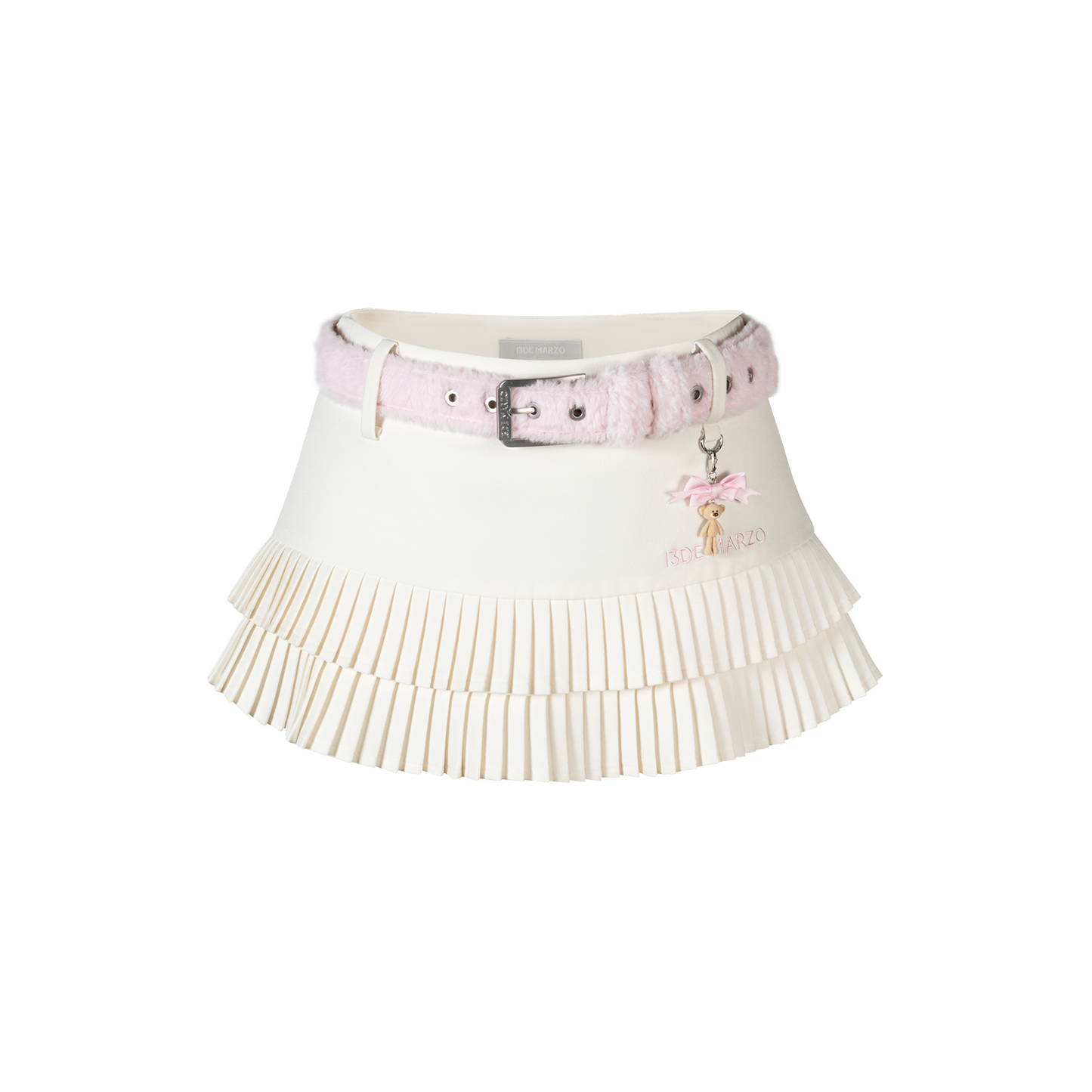 13DE MARZO Tiered Pleated Skort Beige