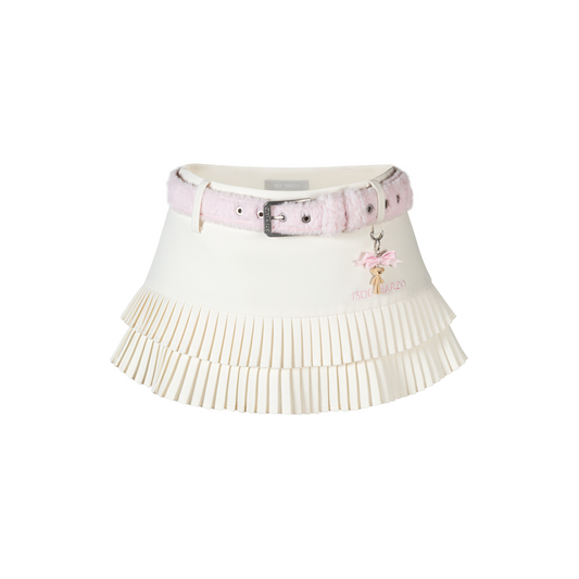 13DE MARZO Tiered Pleated Skort Beige