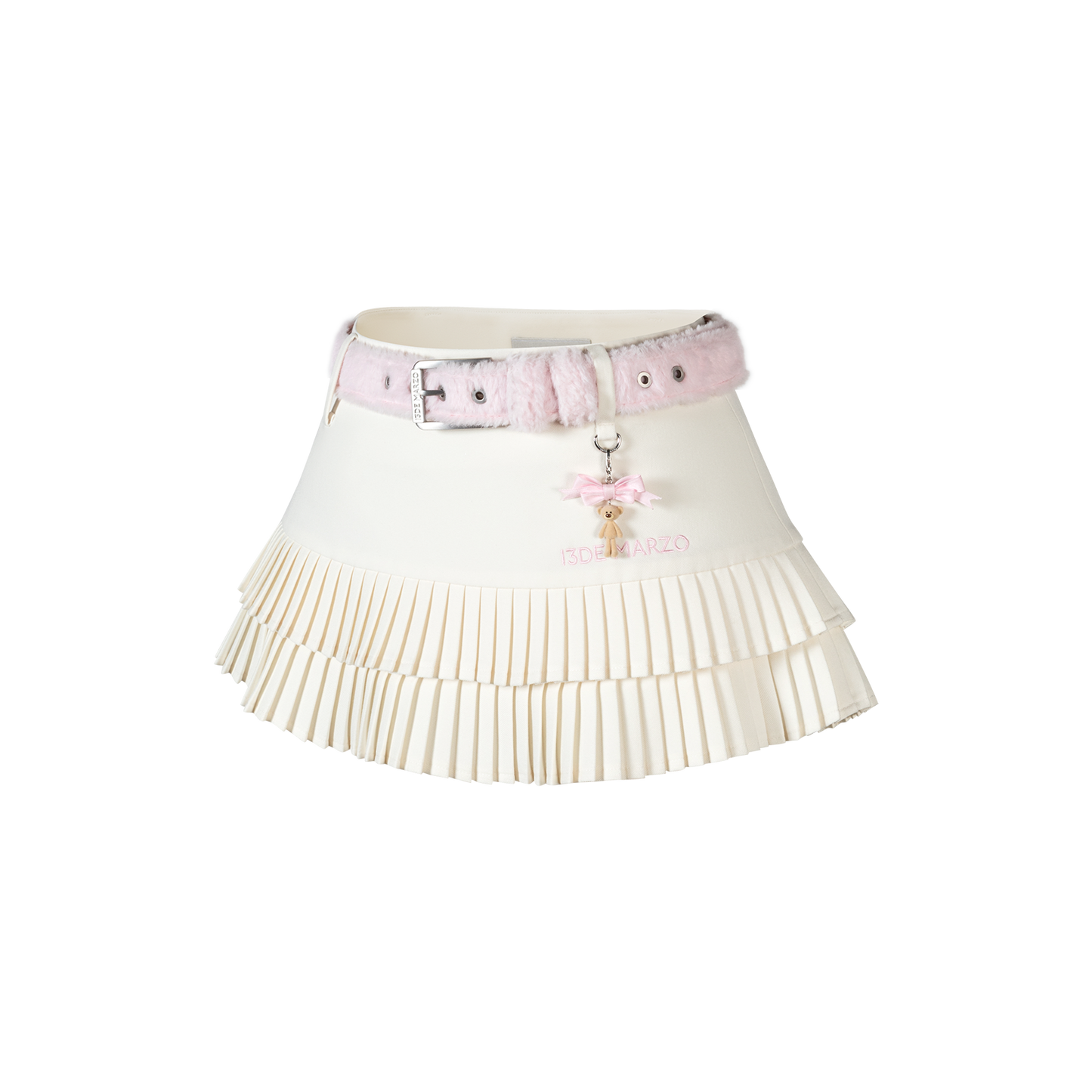 13DE MARZO Tiered Pleated Skort Beige