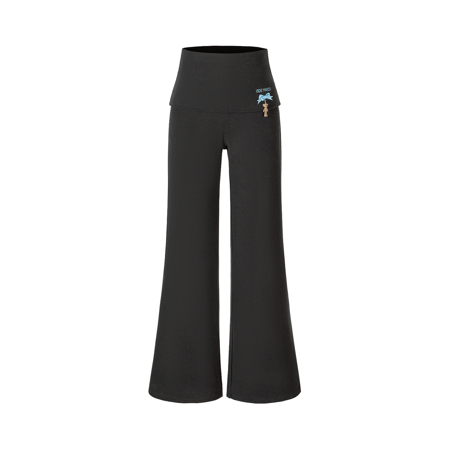 13DE MARZO Soft Wide-Leg Pants with Foldable Waistband Dark Grey