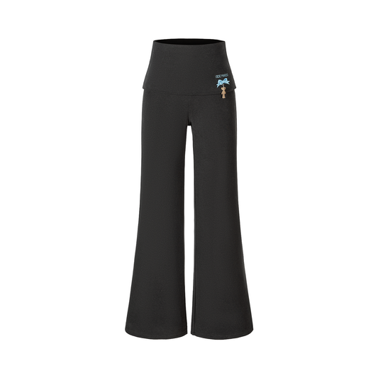 13DE MARZO Soft Wide-Leg Pants with Foldable Waistband Dark Grey