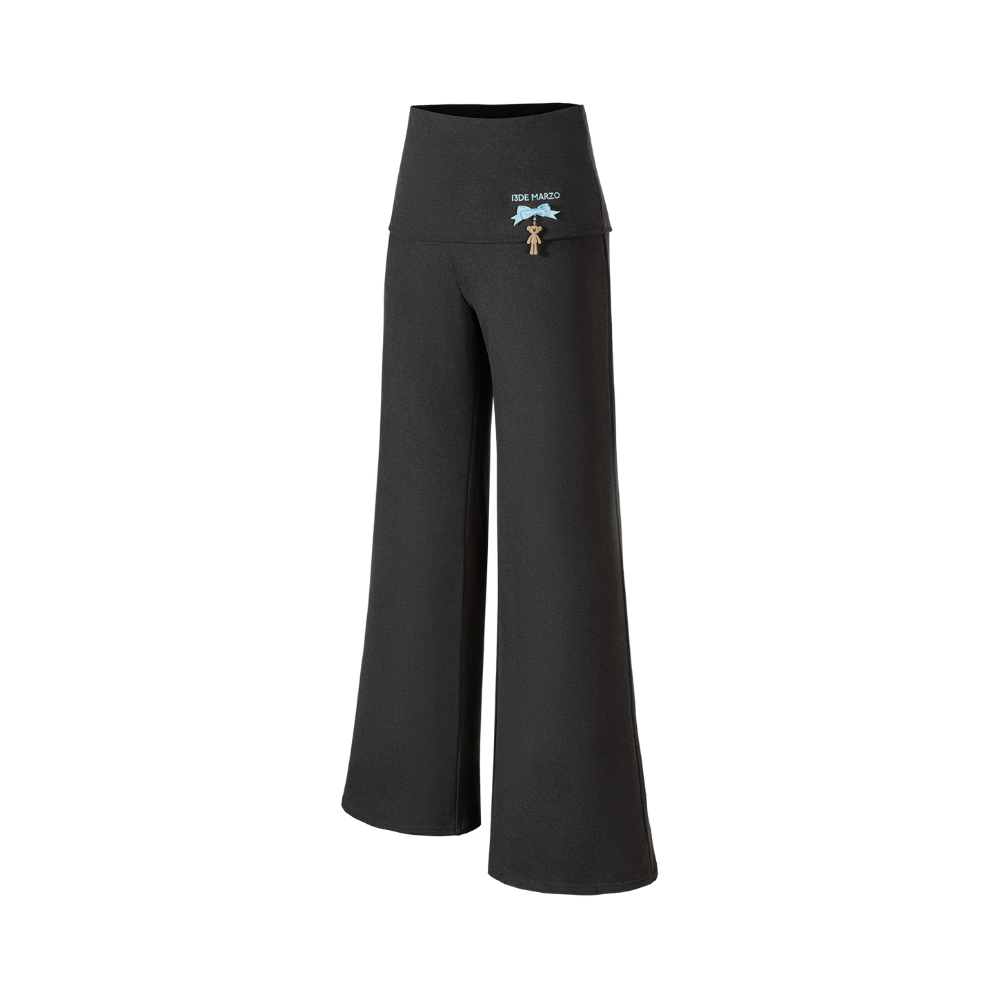 13DE MARZO Soft Wide-Leg Pants with Foldable Waistband Dark Grey