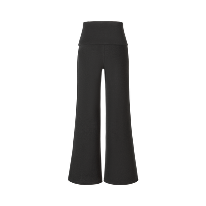 13DE MARZO Soft Wide-Leg Pants with Foldable Waistband Dark Grey
