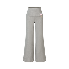13DE MARZO Soft Wide-Leg Pants with Foldable Waistband Grey