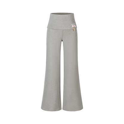 13DE MARZO Soft Wide-Leg Pants with Foldable Waistband Grey