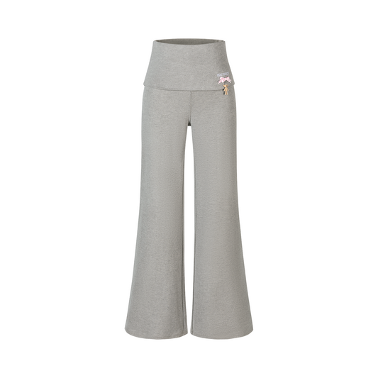 13DE MARZO Soft Wide-Leg Pants with Foldable Waistband Grey