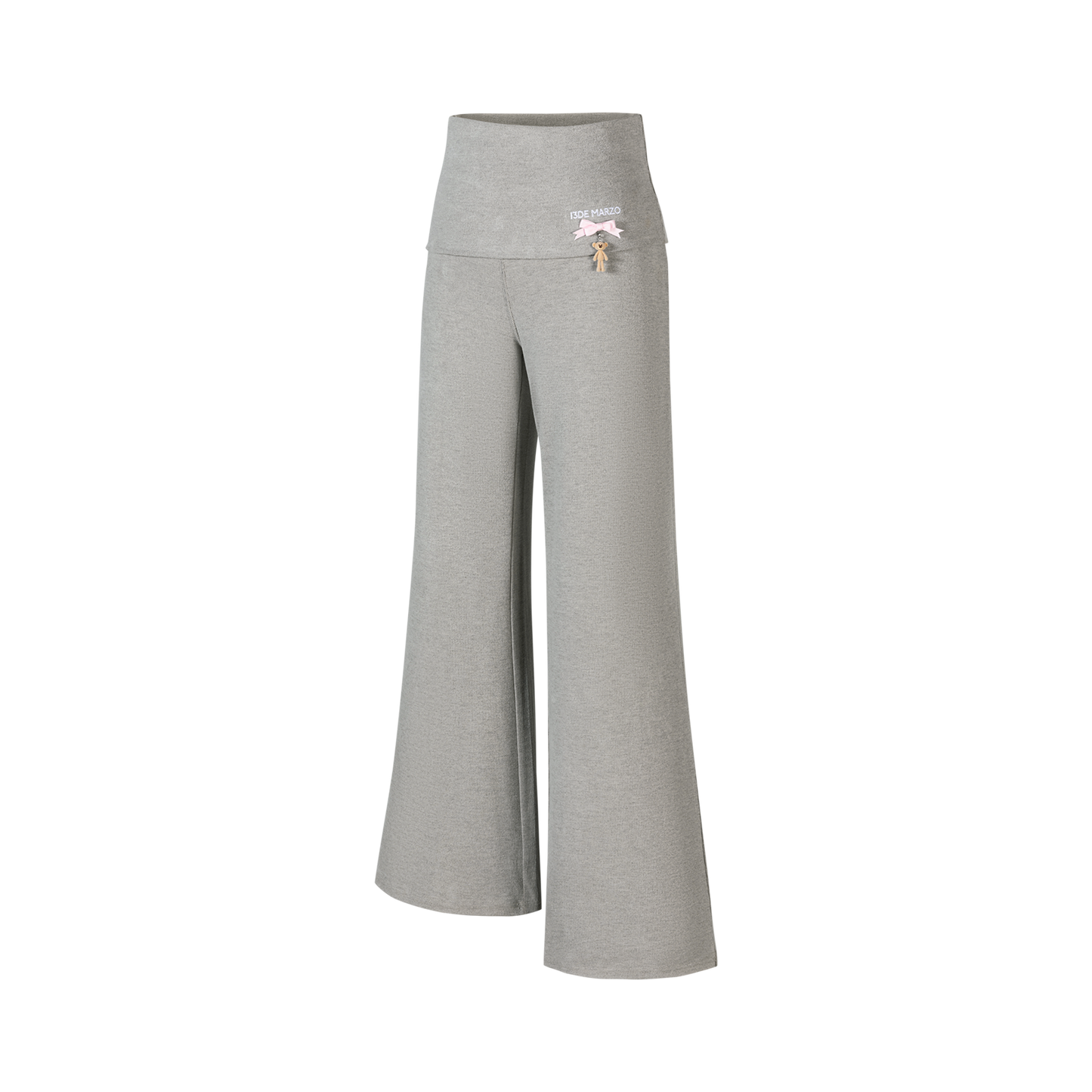 13DE MARZO Soft Wide-Leg Pants with Foldable Waistband Grey