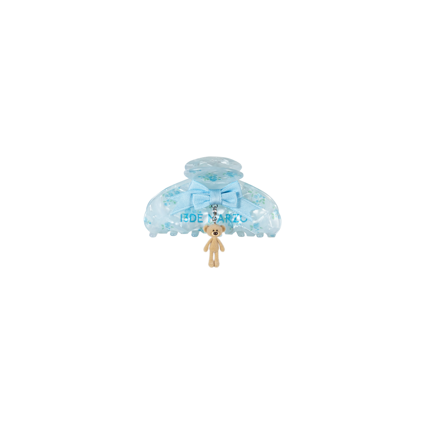 13DE MARZO Floral Bear Pendant Hair Clip Blue