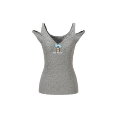 13DE MARZO Two-piece Style Lace-up Sleeveless Top Grey