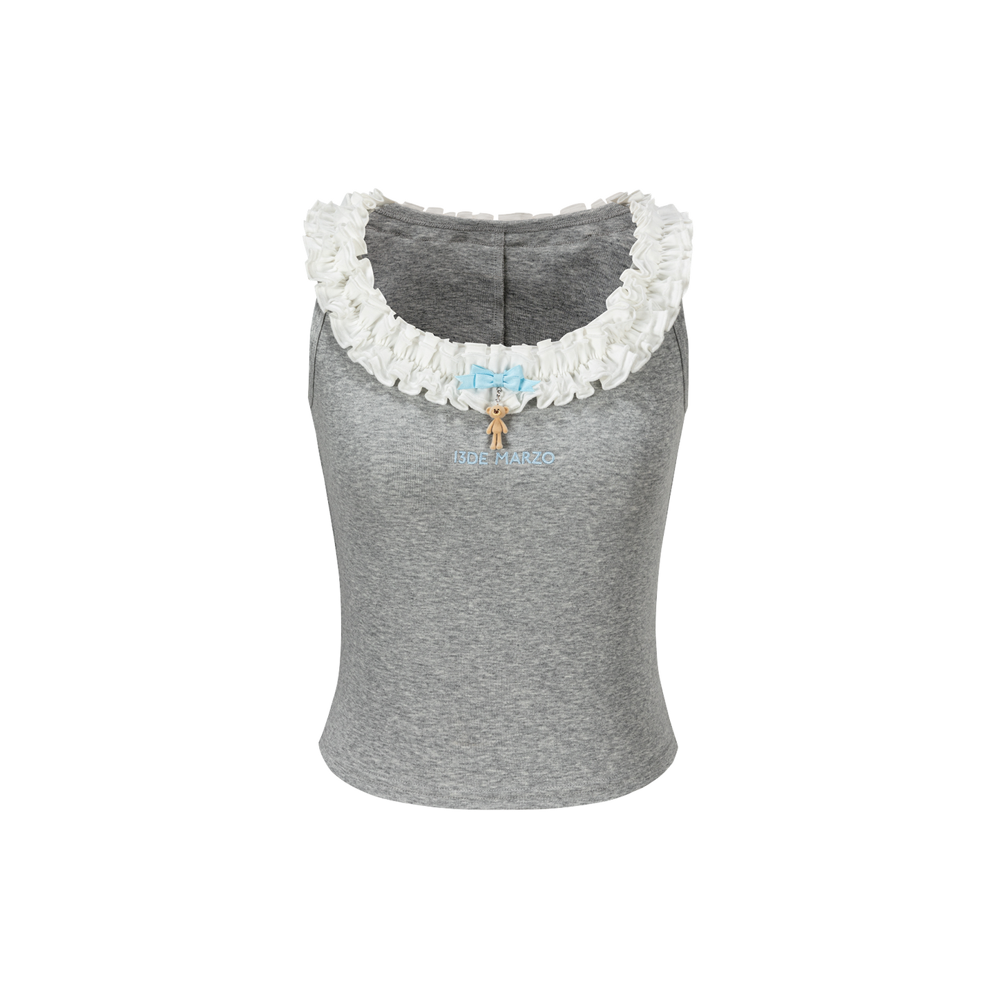 13DE MARZO Ruffle Collar Camisole Grey