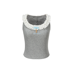 13DE MARZO Ruffle Collar Camisole Grey