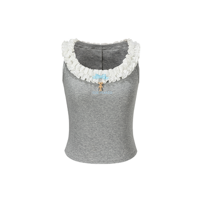 13DE MARZO Ruffle Collar Camisole Grey