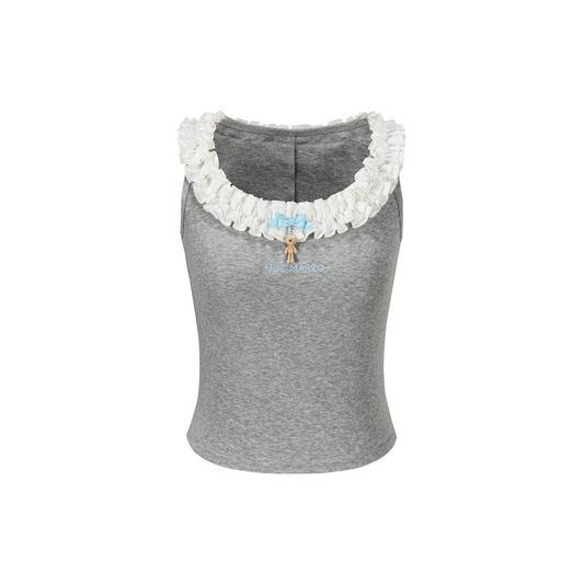 13DE MARZO Ruffle Collar Camisole Grey