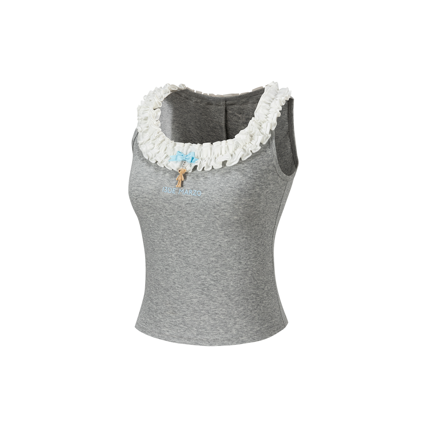 13DE MARZO Ruffle Collar Camisole Grey