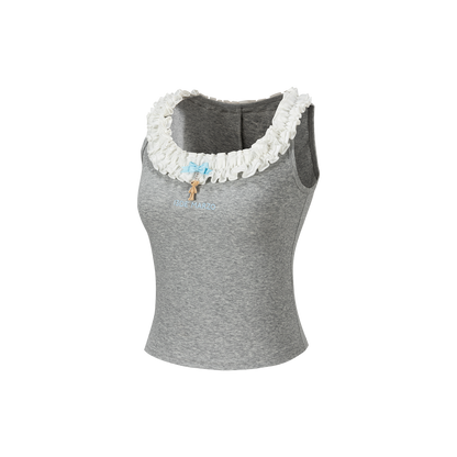 13DE MARZO Ruffle Collar Camisole Grey