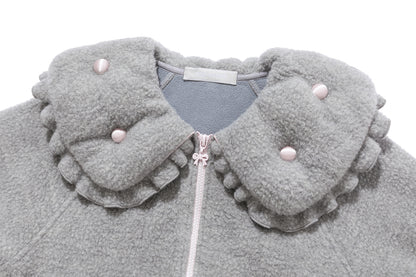 13DE MARZO Nighty Night Bear Cropped Jacket Grey