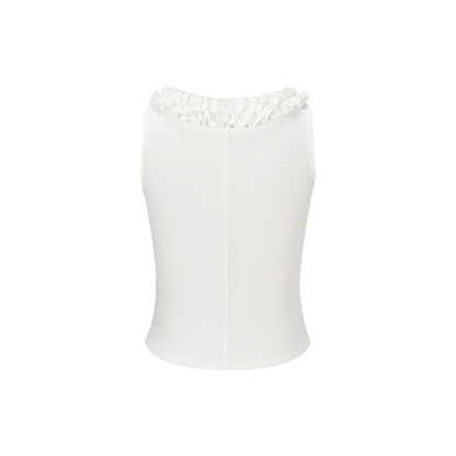 13DE MARZO Ruffle Collar Camisole White
