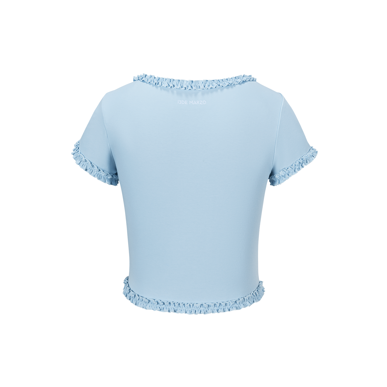 13DE MARZO Ruffle Hem Bow Tie Blouse Blue - 13DE MARZO