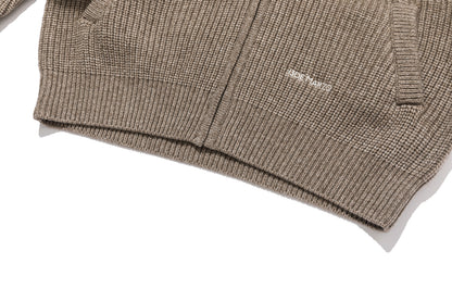 13DE MARZO Pom-pom Bear Fur Collar Knit Sweater Khaki
