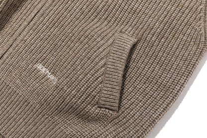 13DE MARZO Pom-pom Bear Fur Collar Knit Sweater Khaki