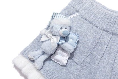 13DE MARZO Nighty Night Bear Knit Lace Shorts