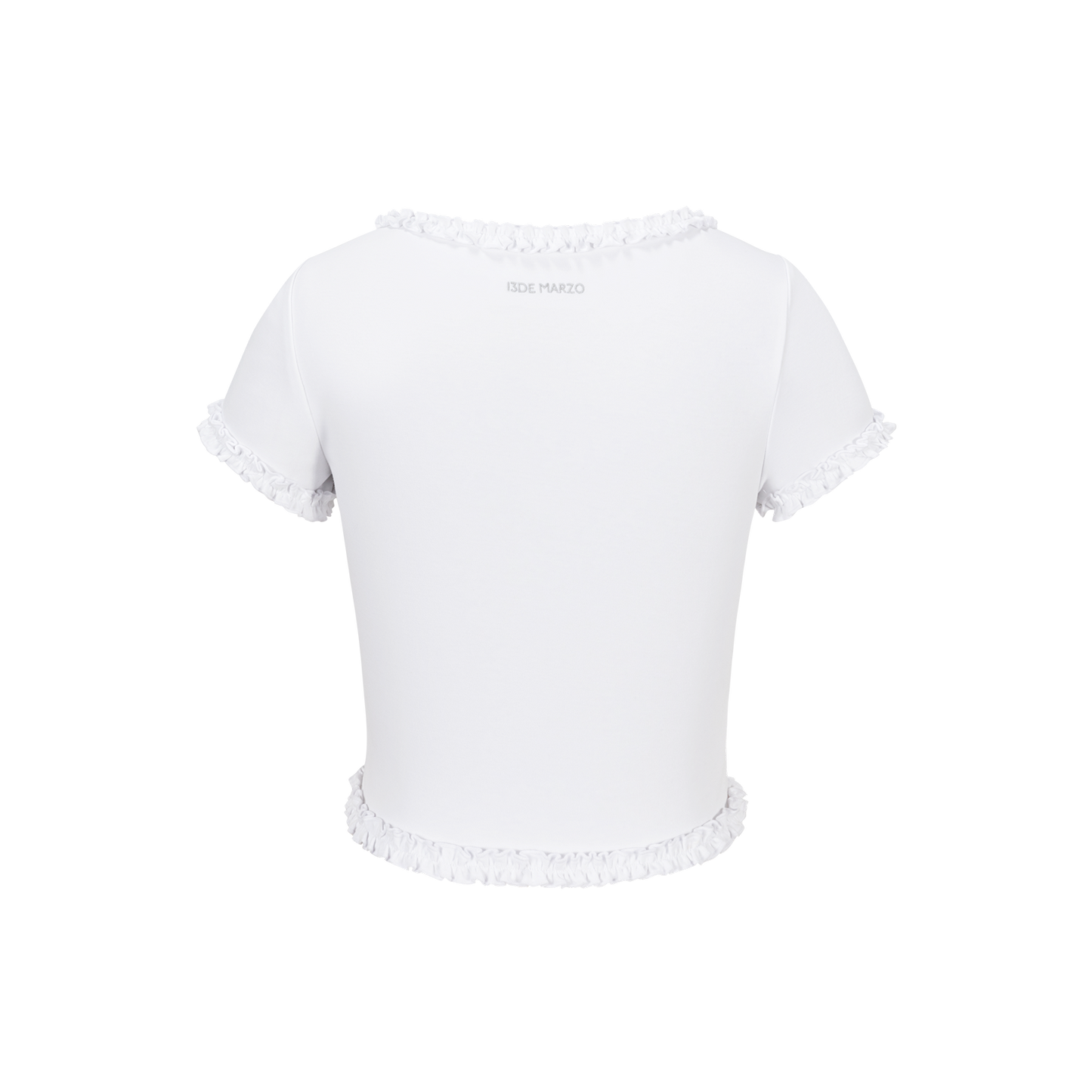 13DE MARZO Ruffle Hem Bow Tie Blouse White - 13DE MARZO