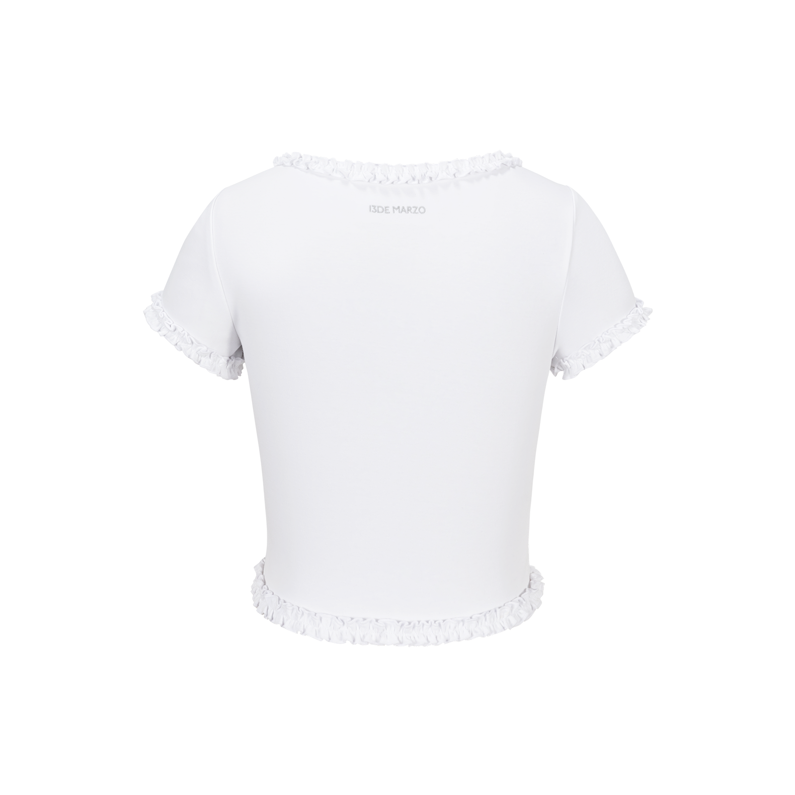 13DE MARZO Ruffle Hem Bow Tie Blouse White - 13DE MARZO