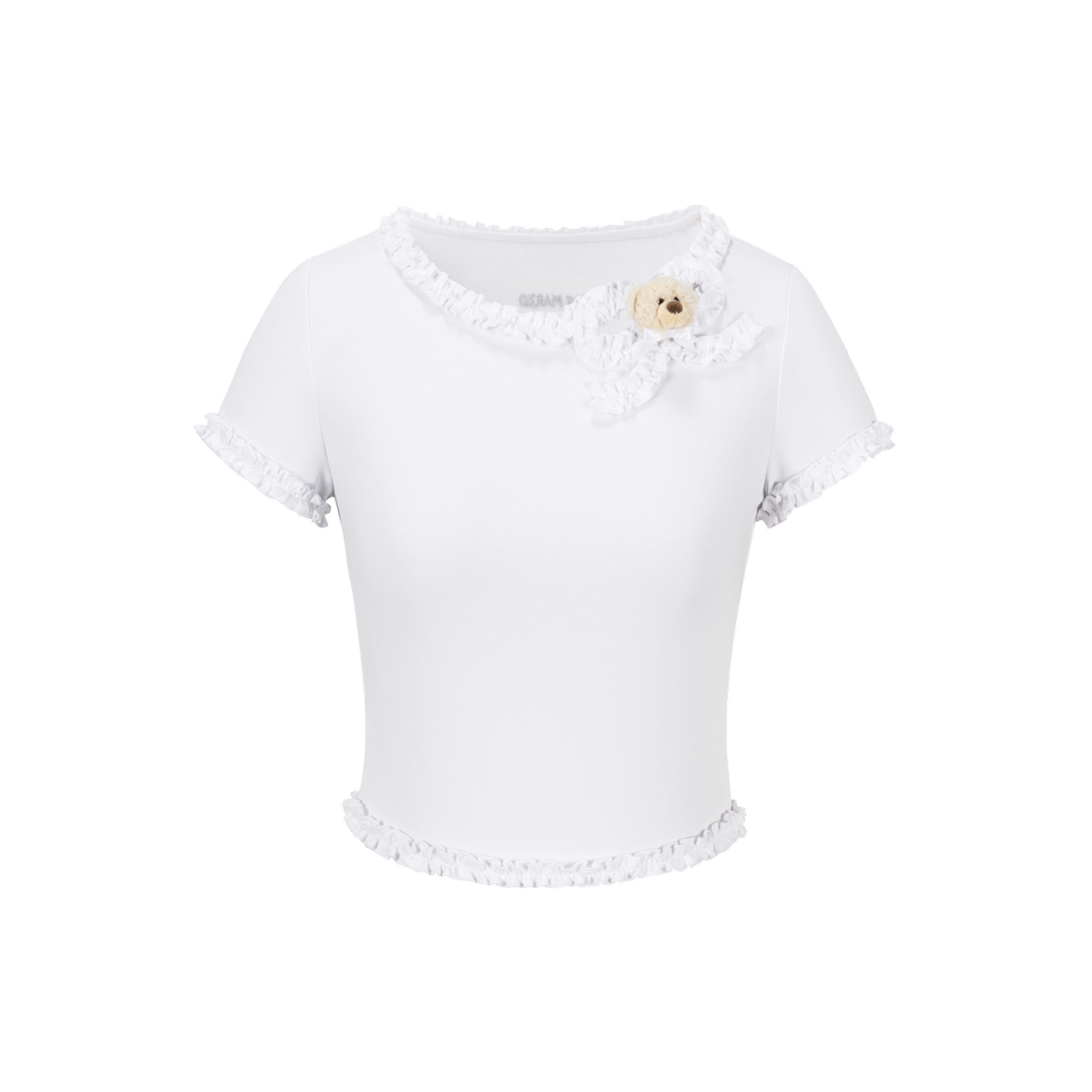 13DE MARZO Ruffle Hem Bow Tie Blouse White - 13DE MARZO
